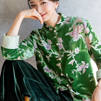 2023 Chinese style handmade disc buckle female blouses real silk suede Tang suit jacket stand collar for brooded summer mulberry silk senior