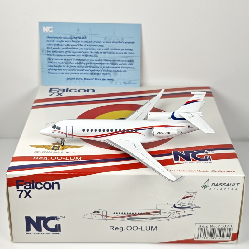 Ng Models 71023 1:200 British Air Force Falcon 7X Oo-Lum Alloy Aircraft Model