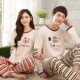 Bộ đồ ngủ đôi mùa xuân và mùa thu cotton dài tay phiên bản Hàn Quốc có thể mặc bên ngoài chất liệu cotton phục vụ nhà thanh niên nam nữ phù hợp