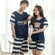 2018 mới cặp đôi đồ ngủ cotton nam ngắn tay ngắn kích thước lớn phù hợp với phim hoạt hình nữ mỏng phần dịch vụ tại nhà bộ đồ ngủ