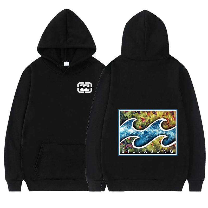 Men's and Women's Fleece Hooded Sweatshirt Billabong Printed Pullover Hooded Sweatshirt Casual Long-Sleeved Sports Shirt