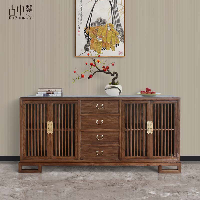 New Chinese solid wood dining side cabinet modern minimal tea cabinet cabinet cabinet seating room seat decoration storage cabinet