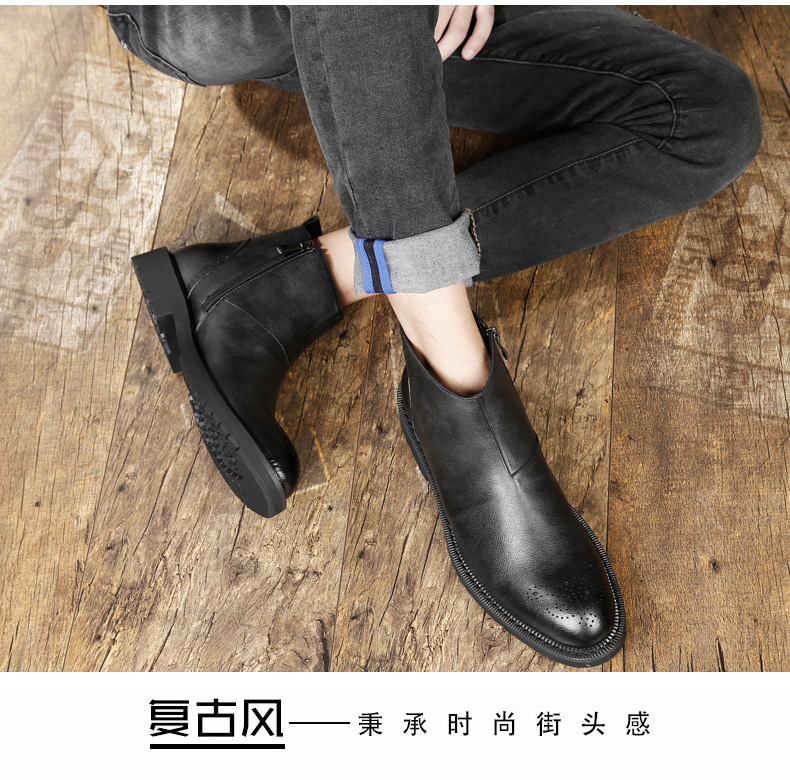 2018 mùa thu mới giày nam nhọn Martin ủng nam xu hướng giày ngắn nam xu hướng retro giày ống nam