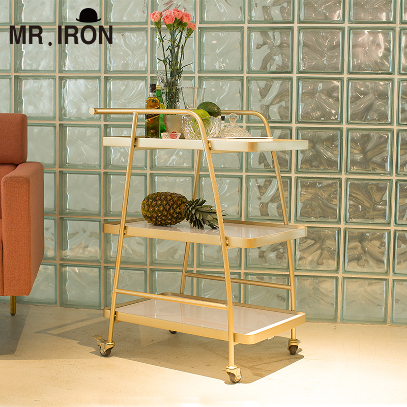 Nordic commercial dining room hotel mobile trolley three-layer storage household hand-push dining car multi-functional rack