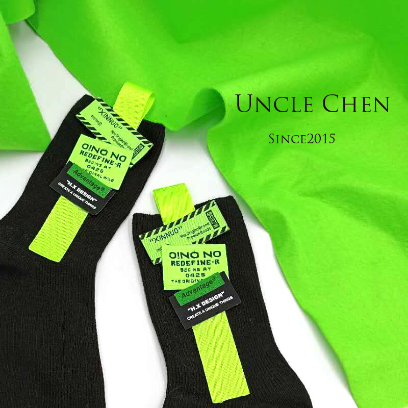 Upgraded Free Shipping Chen Xiaoshu's Handmade Fluorescent Green Trendy Street Sports Skateboard Personalized Mid-Calf Socks for Men and Women Couples