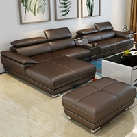 Sofa da hàng đầu lớp da bò hiện đại tối giản nội thất phòng khách đồ nội thất kích thước kết hợp của sofa da nghệ thuật dày vừa - Ghế sô pha sofa gỗ hiện đại