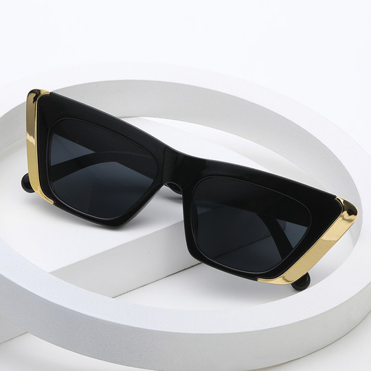 Square Sunglasses for Women, High-End European and American Retro Cat-Eye Black 2025 New Style Sunglasses, Sun Protection and Uv Protection