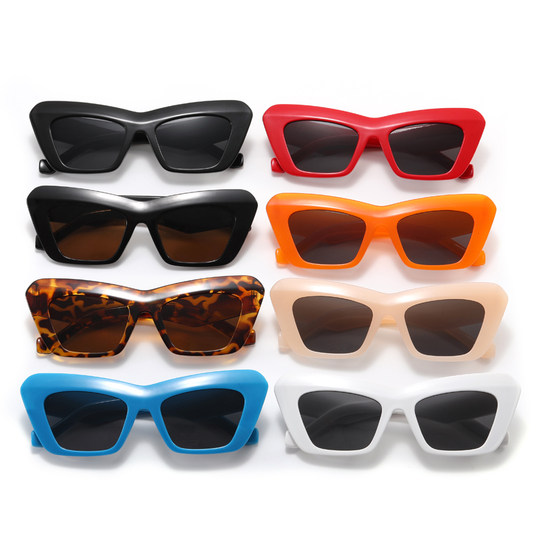 Internet celebrity European and American ins small and simple long face glasses women's personalized sunglasses big face retro sunglasses