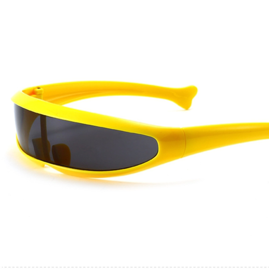 X-Men Sunglasses, Quirky Cycling Robot, Integrated Electric Vehicle Sunglasses, Personalized Gold-Plated Silver Frame, One-Piece Lens