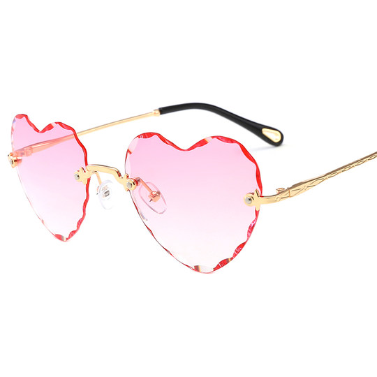 Fashionable Heart-Shaped Glasses 2025 New Gradient Heart-Shaped Rimless Sunglasses Korean Style Trendy Retro Harajuku Hong Kong Style