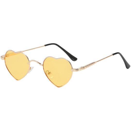 2025 Europäische und amerikanische Damen-Sonnenbrille mit kleinem Rahmen, herzförmiges Metall-Team-Straßenschieß-Sonnenbrille, Persönlichkeit, Avantgarde-Liebesbrille für Damen