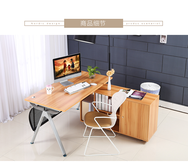 Mới đơn giản nội thất văn phòng ông chủ bàn đơn với tủ phụ Taipan bàn thép khung máy tính bàn tiếp tân bàn