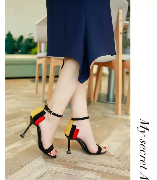 Phiên bản Hàn Quốc mùa hè 2018 mới sandal cao gót đẹp với hở ngón từ khóa màu phù hợp với nữ cao gót nữ sinh viên đại học dép sandal nữ