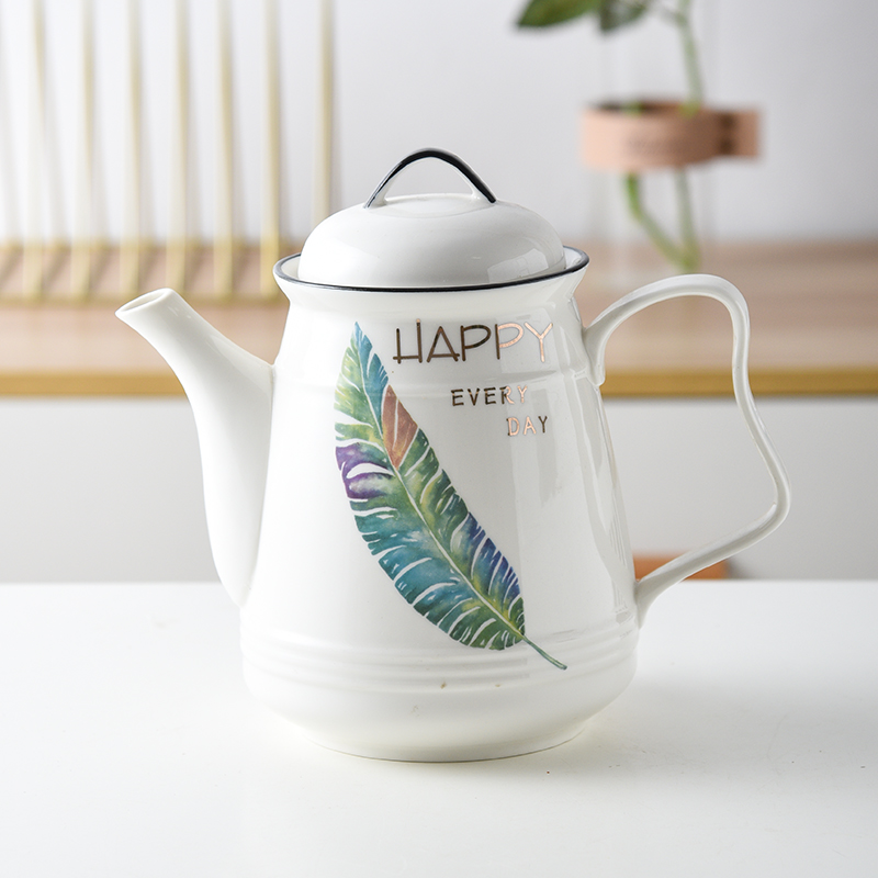 Ceramic cold kettle large capacity cold kettle household heat resistant explosion-proof teapot living room cup suit Northern Europe cute