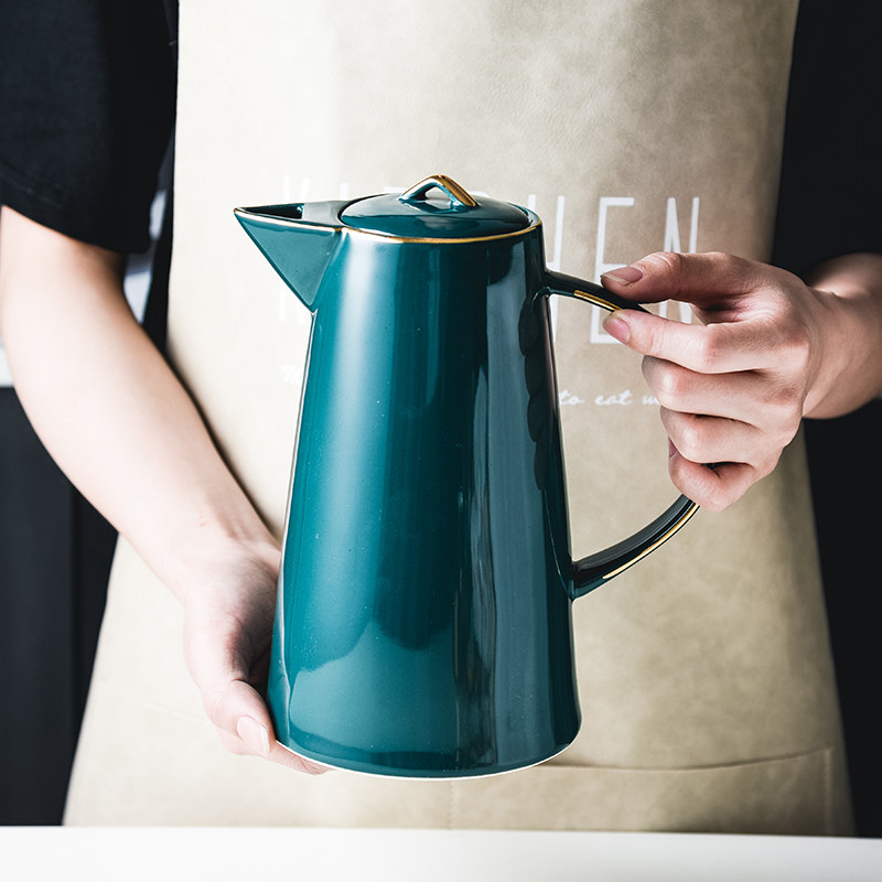 Ceramic kettle suit household cool kettle resistant high temperature and large capacity office Building teapot water cup water tool l500ml