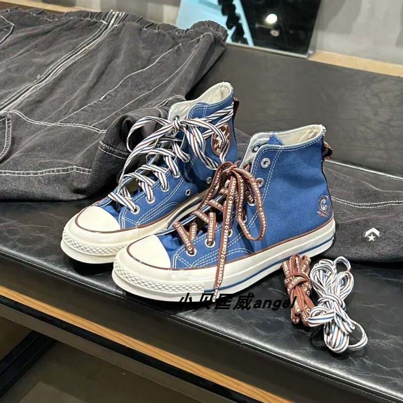 Authentic Converse Men's and Women's College-Style Embroidered High-Top 1970S Canvas Shoes A12447C A12448C