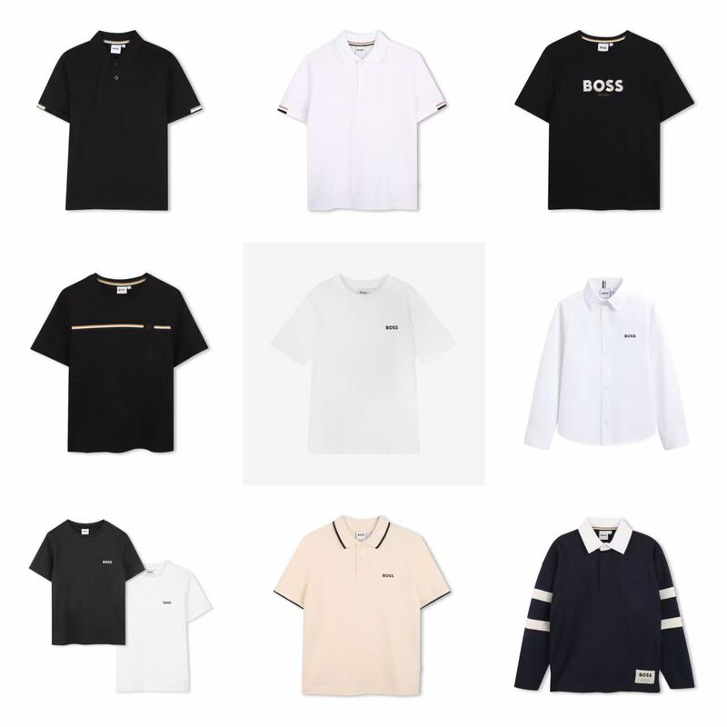 In-Stock Boss Children's Clothing 26 Fall/Winter T-Shirt Short-Sleeve Kids Polo Shirt Solid Color Logo Turn-Down Collar Inner Wear Top