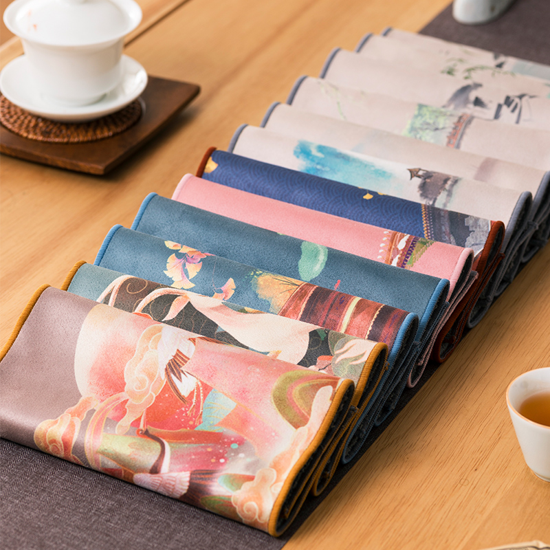 Chinese style upscale tea towels tea cloth table cloth water suction tea table cushions raising pot towels tea mat thickened tea tray table accessories towels
