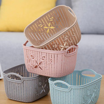 Plastic imitation rattan storage basket sundries finishing box Cosmetics factory direct sales storage basket desktop hollow storage box