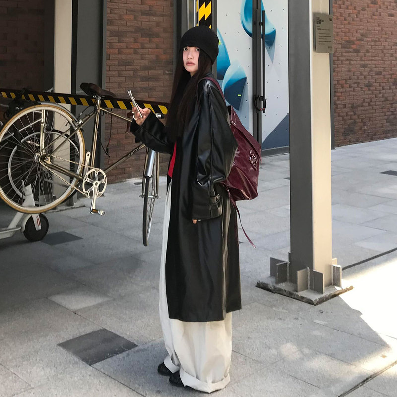 Long Lapel Loose Trench Coat Set for Women, Casual and Relaxed Drapey Wide-Leg Pants, Stylish Two-Piece Outfit