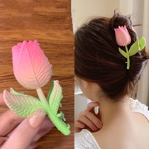 Zhao Ruths same powder pink tulip hair clip shark gripping head decorated disc hair adorned with 2022 new wave women summer