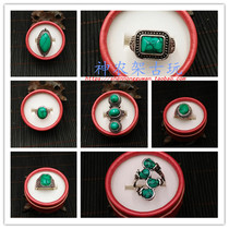 Green Pine Stone Ring Tide People Forefinger Personality ornaments Shennongjia Tujia silver decoration Blue Pine Green Pine Stone Ring Ring