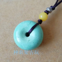 Hubei natural raw mine green pine stone green pine stone safety buckle pendant high porcelain blue pine stone male and female pendant necklace wool coat chain accessories