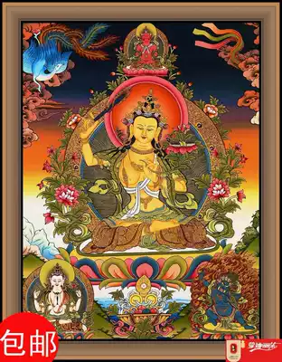 Buddhism Thangka Manjushri Bodhisattva Cross-stitch Buddha Tit Guanyin Manjushri Bodhisattva Buddha statue hanging painting
