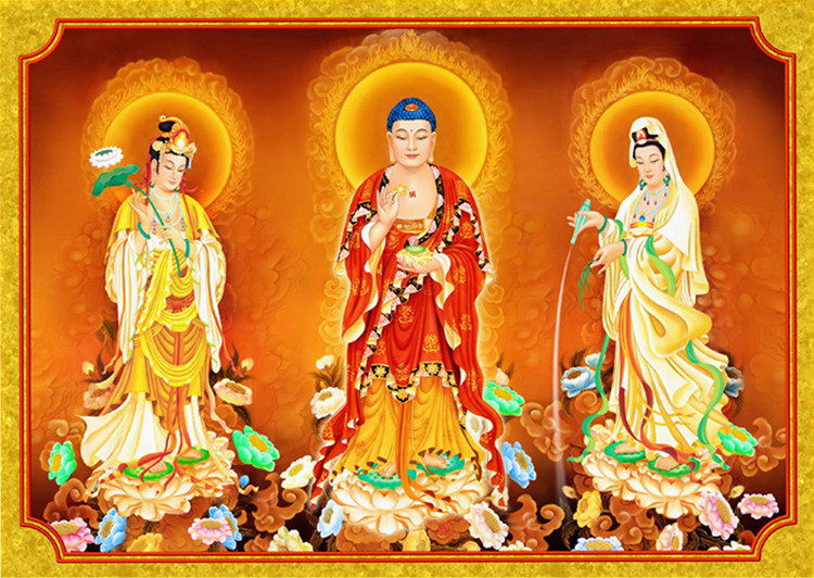 Western Sant' S. South China Sea View of the Great Sound to Bodhisattva Amitabu Buddha Cross embroidered living room Adhesive Diamond Painting