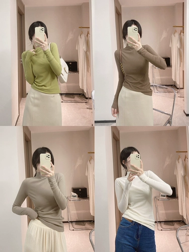 Yichic ｜ Осенние и зимние универсальные артефакты ｜ Чистые -розовые ямы, полу -высокие эластичные нижние рубашки QA1415