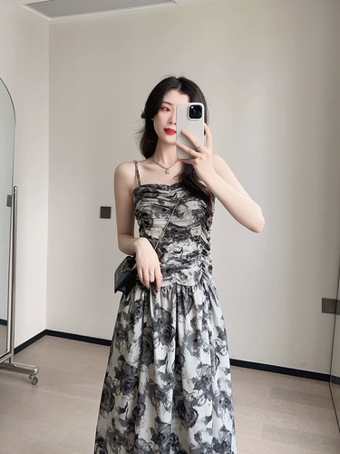 ТЕМПАЛЕНЬ ДИЗАЙНА ДИЗАЙНА ИИХИЧЕСКИЙ [Night Rose], платье из камизола с печатью в талии xa2358