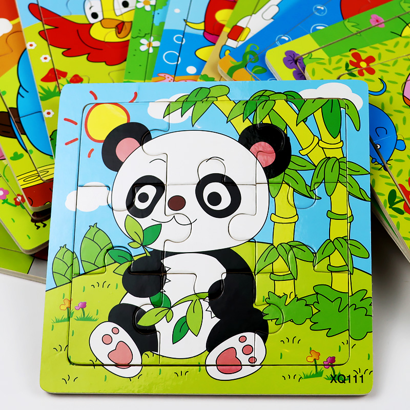 9 pieces puzzle building blocks kindergarten children baby animals 2 years old educational intelligence 3 years old wooden boys and girls small toys