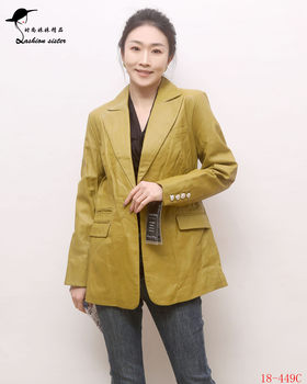 Fashion Sister Boutique 2024 Fashionable Spring and Autumn New Women's Sheepskin Suit Style Jacket Leather Jacket 18-449C