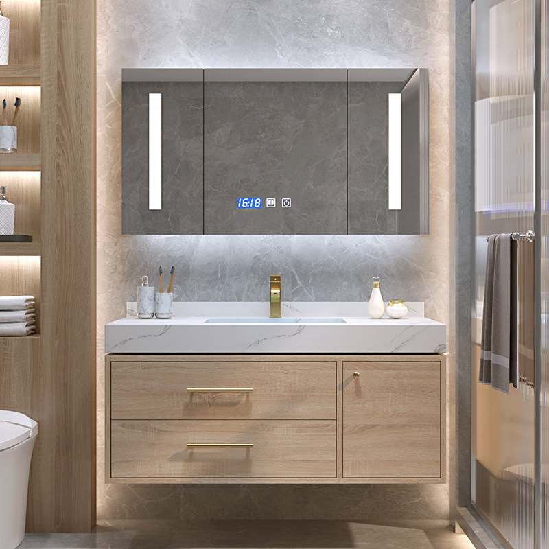 Marble bathroom cabinet combination Modern simple one-piece hand wash basin Pool Powder room sink set