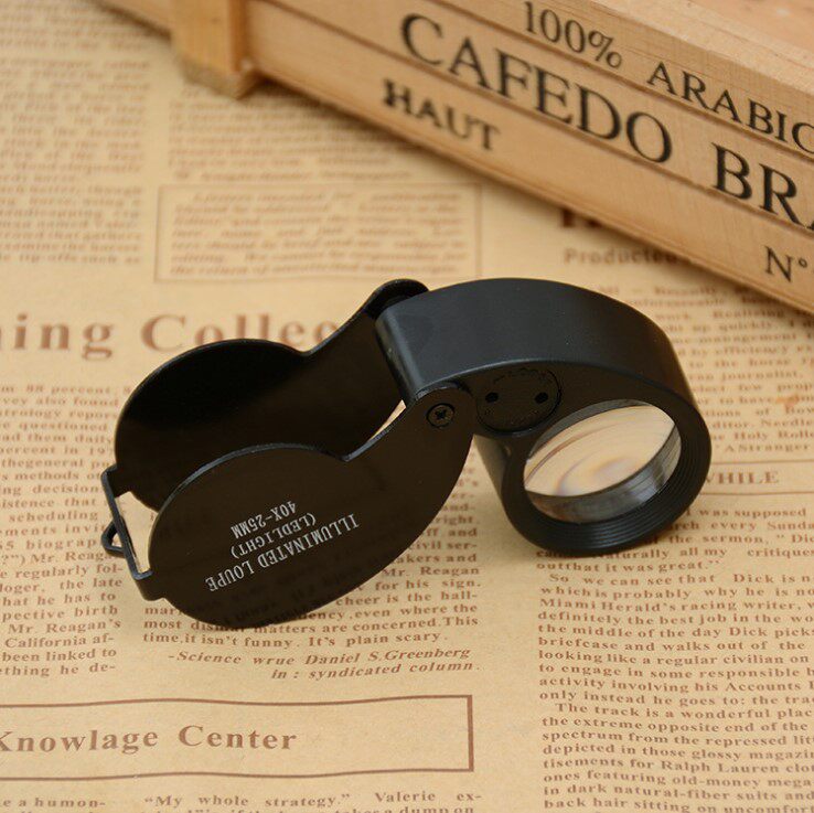 Magnifying glass text play antique jade jewelry identification 40 times Mini portable high-definition folding geological 25mm
