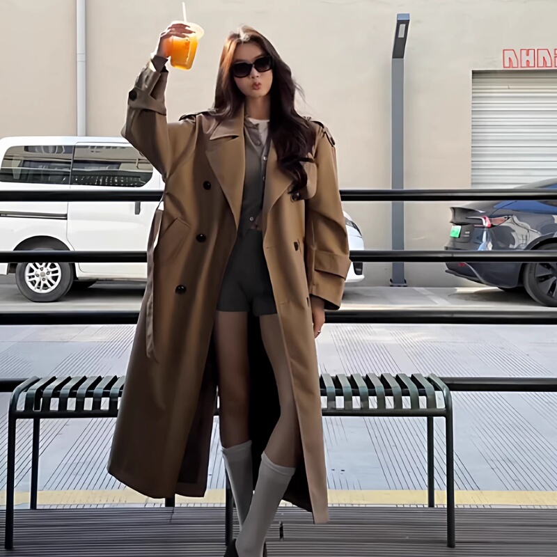 Super Popular Khaki Trench Coat for Women 2026 New Spring and Autumn Mid-Length Petite Waist-Cinching Fashionable British Style