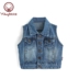 Youbeiyi trẻ em denim vest vest mùa xuân và mùa thu chàng trai và cô gái áo sơ mi cardigan giản dị mùa thu thủy triều áo gile nhung trẻ em Áo ghi lê