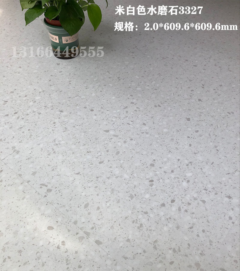 Линолеум 水磨石纹块材地板贴pvc地垫办公室服装店地板贴饭厅防水石塑地板2mm Tai Po flooring