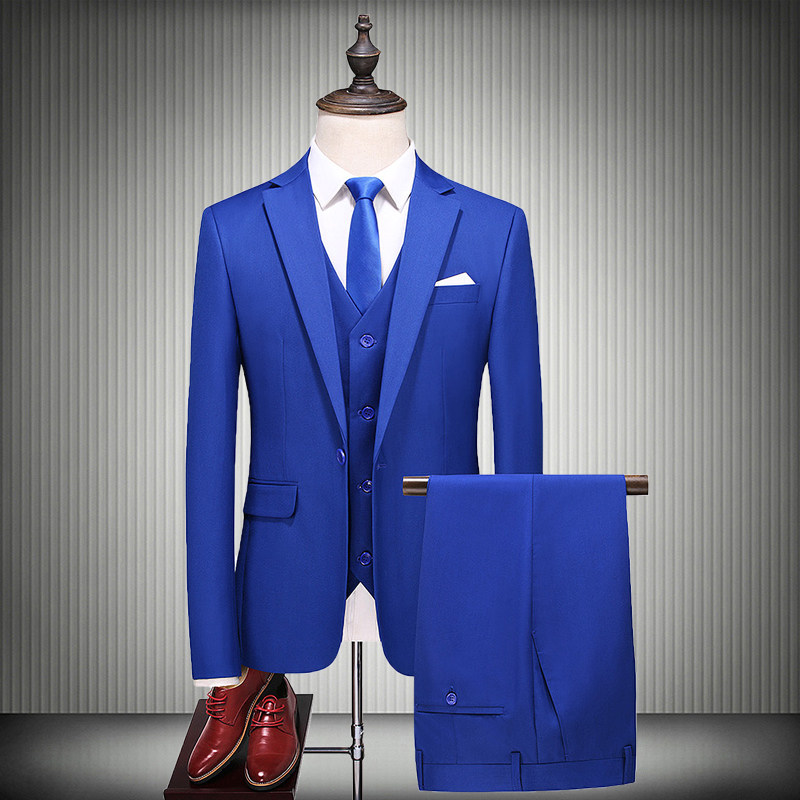 Men's business casual suit Three-piece suit Net red shaking anchor suit suit Work suit Wedding best man dress
