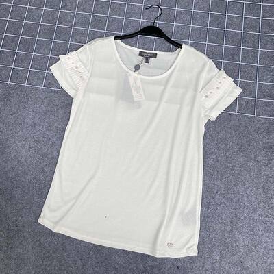 Slightly plump plus-size women's clothing export trade style, simple round-neck pearl embellishment, loose and versatile short-sleeved T-shirt top