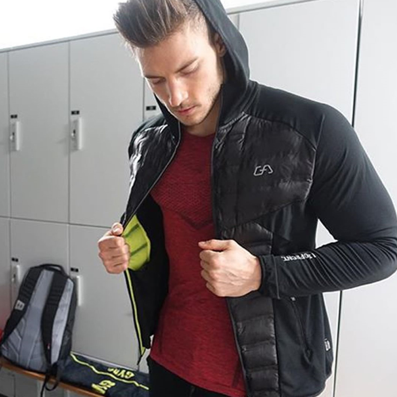 Cơ bắp tập thể dục đào tạo thể thao quần áo cotton nam anh em Slim trùm đầu cardigan bông áo khoác đoạn ngắn mùa thu và mùa đông ấm áo khoác mẫu áo phao nam đẹp 2020