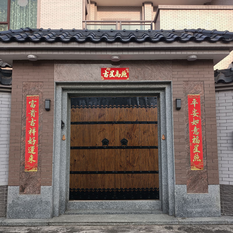Solid wood antique elm door courtyard double door villa door temple ancestral hall double switch wooden door country old-fashioned door