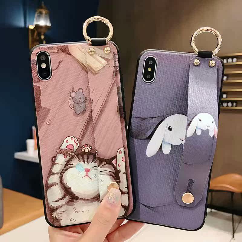 Applicable (Yu) Apple iPhone Xs Max Xr 8 Plus Phone Protection shell bracket couple Cat Rabbit