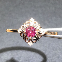 (Pork Beads Finished) Fingertip Elf Cherry Flower Spinel Ring Round Diamond Cut Gem Ring