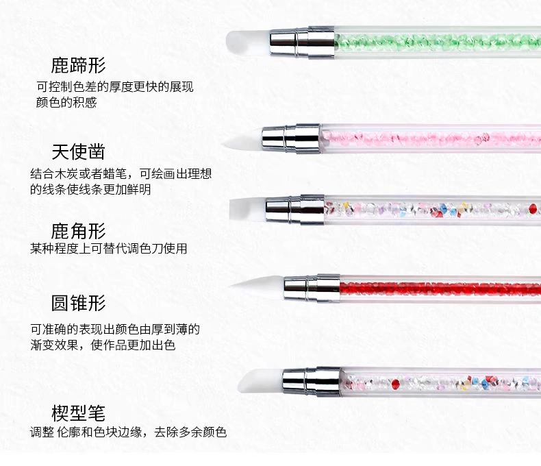 Yun Wei bàn chải mềm silicone sơn Bàn chải sơn bàn chải móng tay đầy đủ của một công cụ bút dập nổi - Công cụ Nail vẽ hoa cọ bản