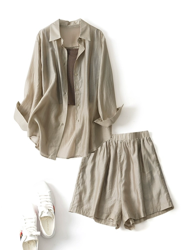 Летний комплект, лонгслив, рубашка, майка топ, шорты, защита от солнца, для маленькой груди, 3 предмета