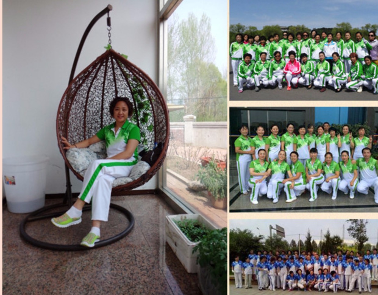 Jiamusi thể dục nhịp điệu vuông nhảy thể thao mùa hè nam và nữ mùa xuân và mùa thu lá phong tay ngắn tay dài kích thước lớn phù hợp với nhóm - Thể thao sau bộ thể thao nữ hàng hiệu