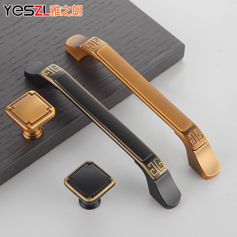 New Chinese style handle wardrobe door drawer whole cabinet handle antique copper color cabinet kitchen handle retro furniture hardware