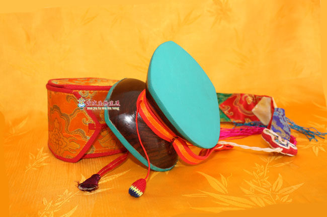 Tibetan ethnic supplies Nepalese handmade sheepskin drum Sangdan wooden hand drum Gabala drum trumpet #02