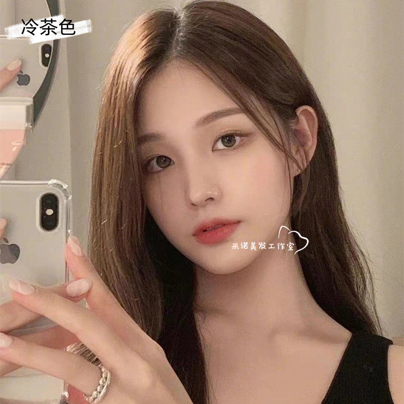 Cover white hair and yellow hair cold tea pear wood brown chocolate Smoked purple dyed hair cream Two-color available hair dye